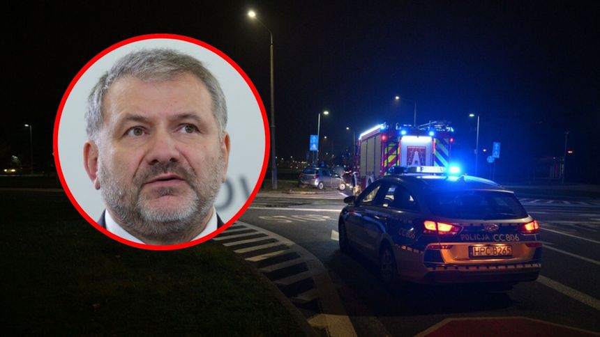 Minister sprawiedliwości Waldemar Żurek. Policja na rondzie