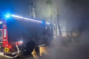 Pożar budynku przy szpitalu w Kole