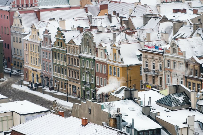 Zimowy Poznań z lotu ptaka