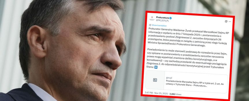Zbigniew Ziobro. Wpis Prokuratury Krajowej na X