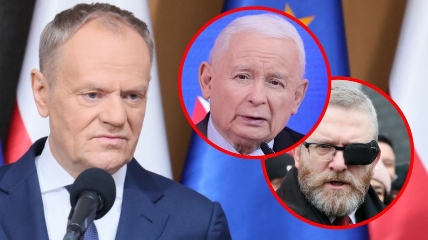 Donald Tusk. Jarosław Kaczyński. Grzegorz Braun