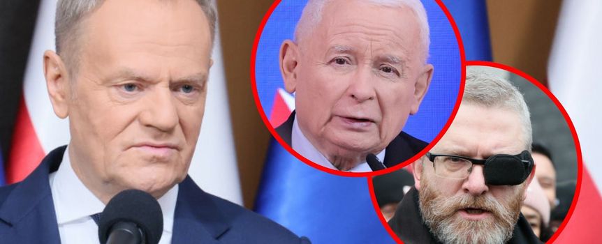 Donald Tusk. Jarosław Kaczyński. Grzegorz Braun
