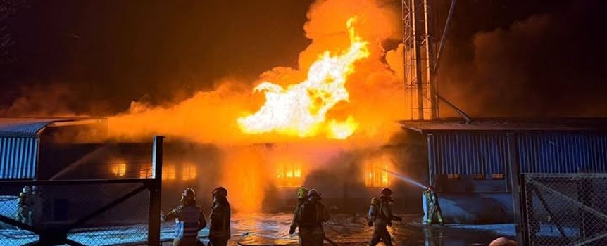 Pożar hali w miejscowości Cienin Zaborny