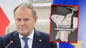 Premier Donald Tusk. Szczątki rosyjskich dronów