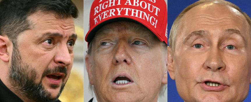 Wołodymyr Zełenski, Donald Trump, Władimir Putin