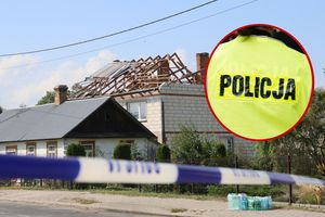 zniszczony po ataku dronów budynek we wsi Wyryki/policjantka