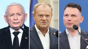 Jarosław Kaczyński. Donald Tusk. Sławomir Mentzen