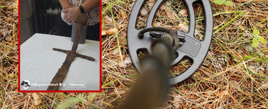 wykrywacz metali/średniowieczny miecz odkryty pod Iławą