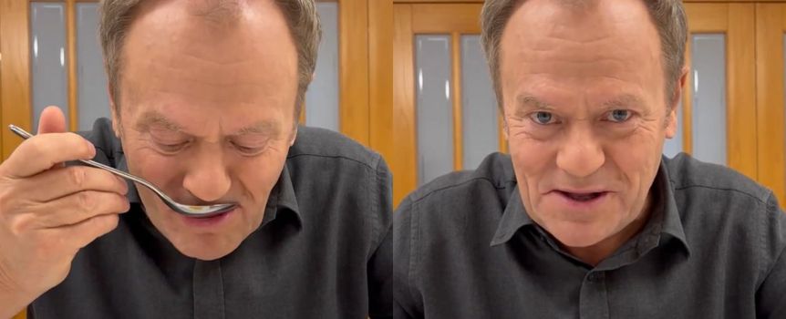 Tusk zajada się żurkiem