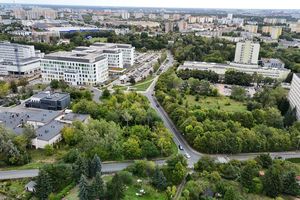 Widok na szpitale w rejonie ul. Wrzoska od ul. Dojazd
