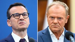 Były premier Mateusz Morawiecki. Premier Donald Tusk