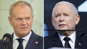 Premier Donald Tusk. Prezes PiS Jarosław Kaczyński