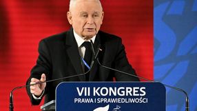 Prezes PiS Jarosław Kaczyński podczas VII kongresu Prawa i Sprawiedliwości w Przysusze