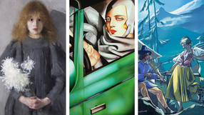 Obraz "Dziewczynka z chryzantemami", "Autoportret w aucie", "Grajek i dziewczyna – wieczór w górach"