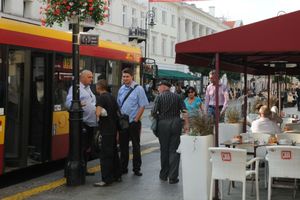 Kontrolerzy spisują gapowicza