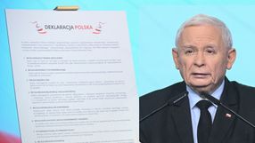  Prezes Prawa i Sprawiedliwości Jarosław Kaczyński na konferencji prasowej w Warszawie