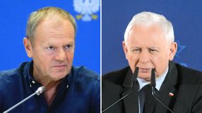 Premier Donald Tusk. Prezes PiS Jarosław Kaczyński