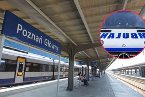 Peron na dworcu Poznań Główny/karetka