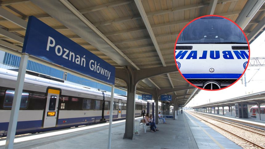 Peron na dworcu Poznań Główny/karetka