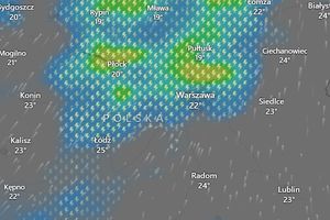 Warszawa: radar burz i opadów