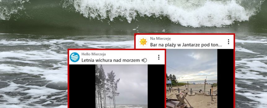 pogoda nad Bałtykiem, wzburzone morze, zasypany bar