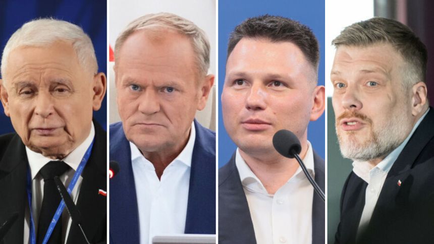 Jarosław Kaczyński. Donald Tusk. Sławomir Mentzen. Adrian Zandberg