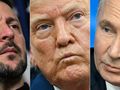 Prezydent Ukrainy Wołodymyr Zełenski. Prezydent USA Donald Trump. Prezydent Rosji Władimir Putin