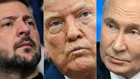 Prezydent Ukrainy Wołodymyr Zełenski. Prezydent USA Donald Trump. Prezydent Rosji Władimir Putin