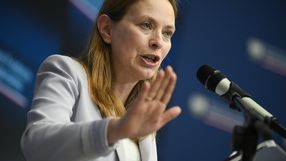 Ministra funduszy i polityki regionalnej Katarzyna Pełczyńska-Nałęcz podczas konferencji prasowej