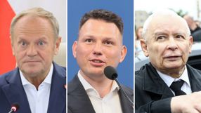 Donald Tusk. Sławomir Mentzen. Jarosław Kaczyński
