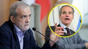 Prezydent Iranu Masud Pezeszkian. Szef MAEA Rafel Grossi