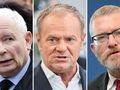Prezes PiS Jarosław Kaczyński. Premier Donald Tusk. Lider Konfederacji Sławomir Mentzen