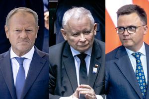 Donald Tusk Jarosław Kaczyński Szymona Hołownia