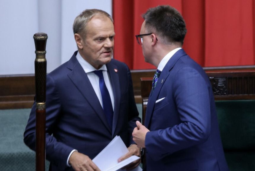 Premier Donald Tusk i marszałek Sejmu Szymon Hołownia