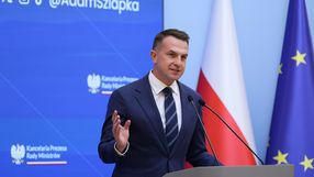Rzecznik rządu Adam Szłapka na konferencji prasowej po zakończonym posiedzeniu rządu