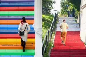 Kolorowe schody w Krakowie