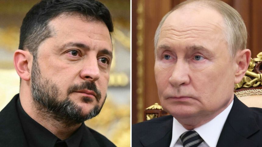 Prezydent Ukrainy Wołodymyr Zełenski. Prezydent Rosji Władimir Putin