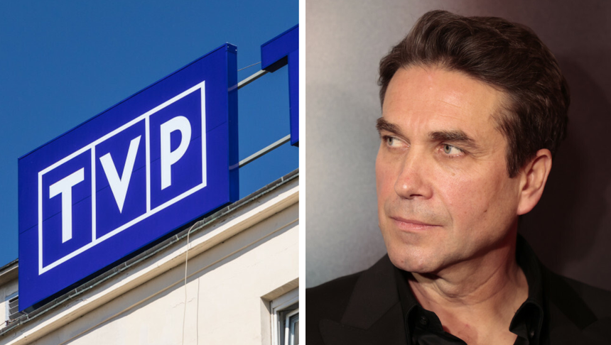 Logo TVP i Marcin Dorociński