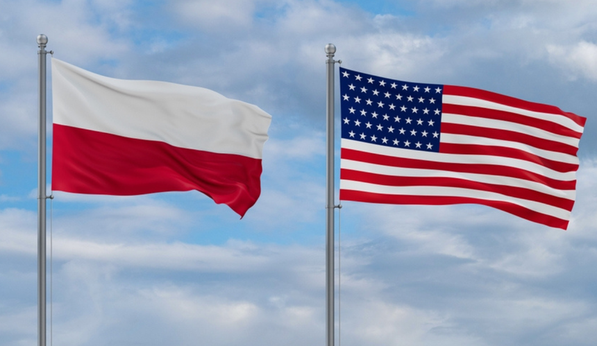 Flagi USA i Polski 