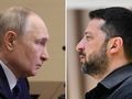 Prezydent Rosji Władimir Putin. Prezydent Ukrainy Wołodymyr Zełenski