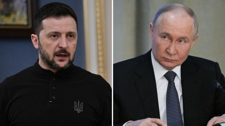 Prezydent Ukrainy Wołodymyr Zełenski. Prezydent Rosji Władimir Putin