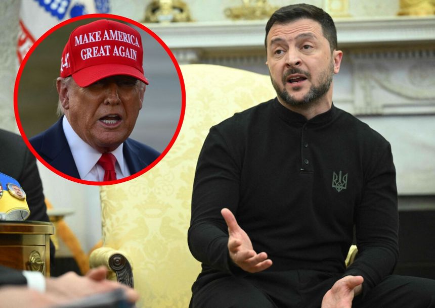 Prezydent Ukrainy Wołodymyr Zełenski. Prezydent USA Donald Trump