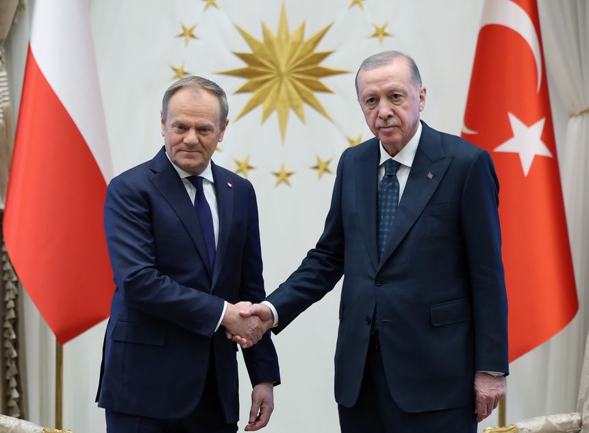 Prezydent Turcji Recep Tayyip Erdogan z premierem Polski Donaldem Tuskiem w Ankarze, 12 marca 2025 r.