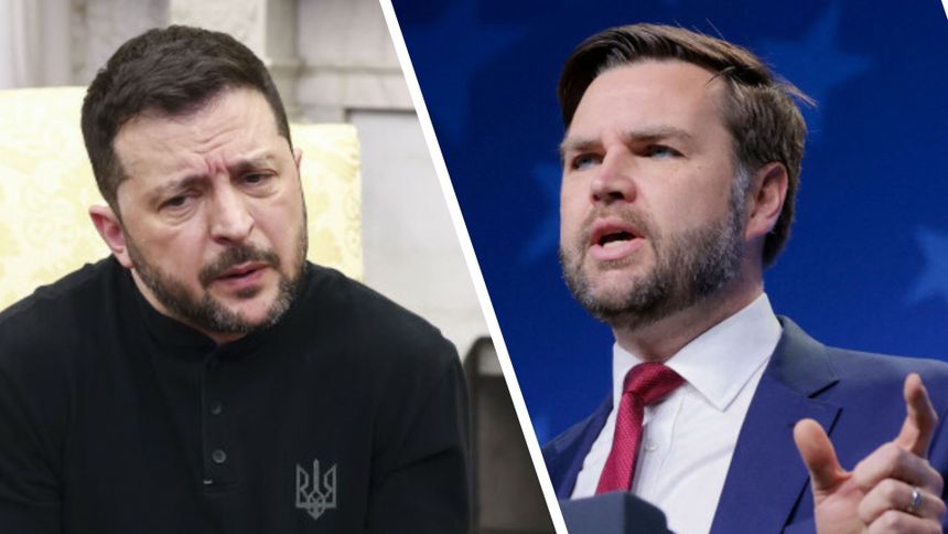 Prezydent Ukrainy Wołodymyr Zełenski. Wiceprezydent USA J.D. Vance