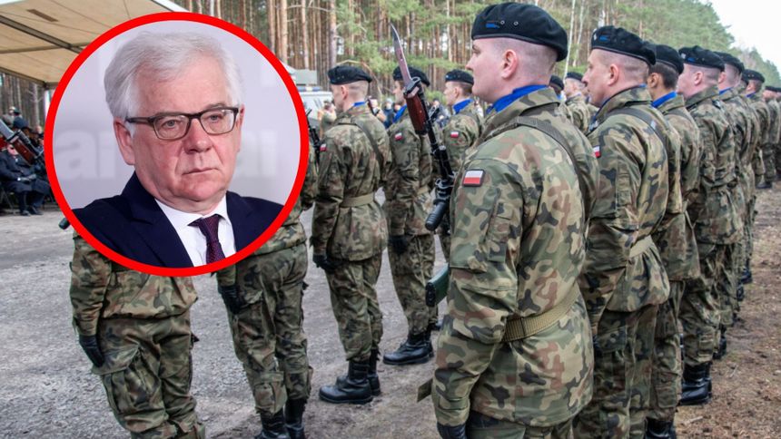 Polscy żołnierze w Żaganiu, 24 marca 2024 r. Były minister spraw zagranicznych prof. Jacek Czaputowicz