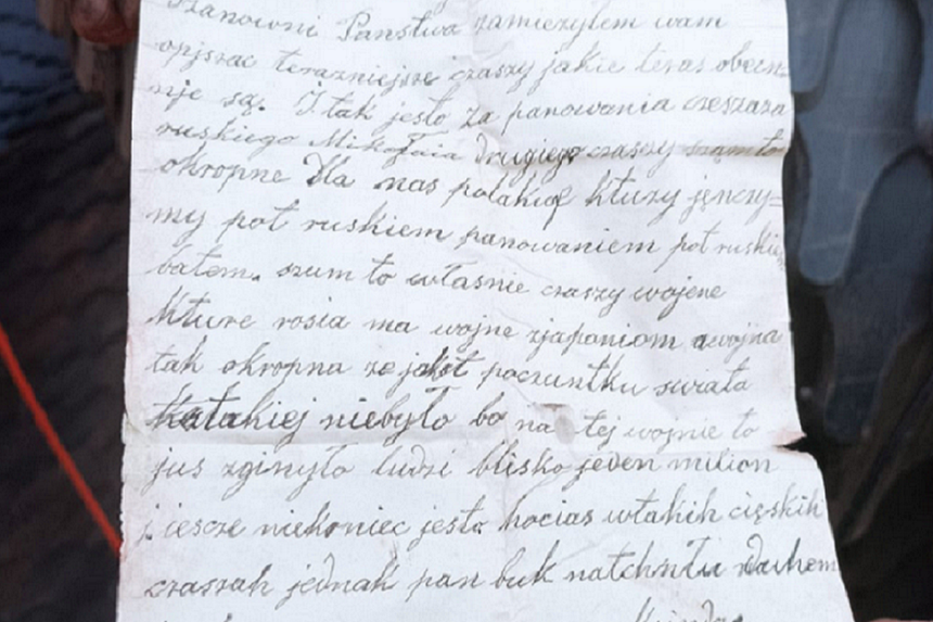 Zaskakujące odkrycie w wieży klasztoru: list z 1905 roku