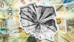 Polskie pieniądze na zarysie kraju