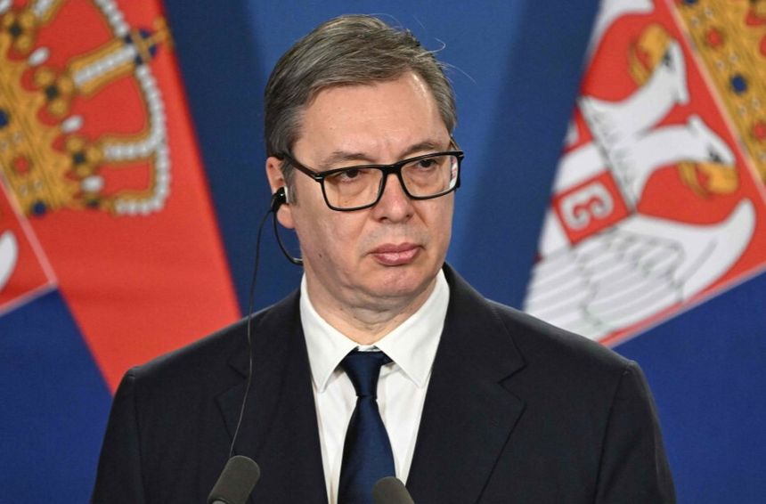 Prezydent Serbii Aleksandar Vuczić w Budapeszcie, 17 lutego 2025 r.