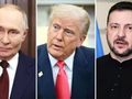 Prezydent Rosji Władimir Putin. Prezydent USA Donald Trump. Prezydent Ukrainy Wołodymyr Zełenski