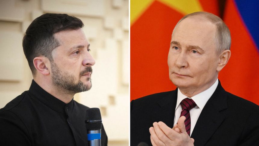 Prezydent Ukrainy Wołodymyr Zełenski. Prezydent Rosji Władimir Putin